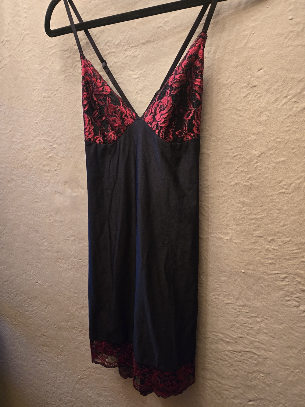 La Senza Black Red Lace Satin Slip Dress Chemise Lingerie S - Picture 7 of 10